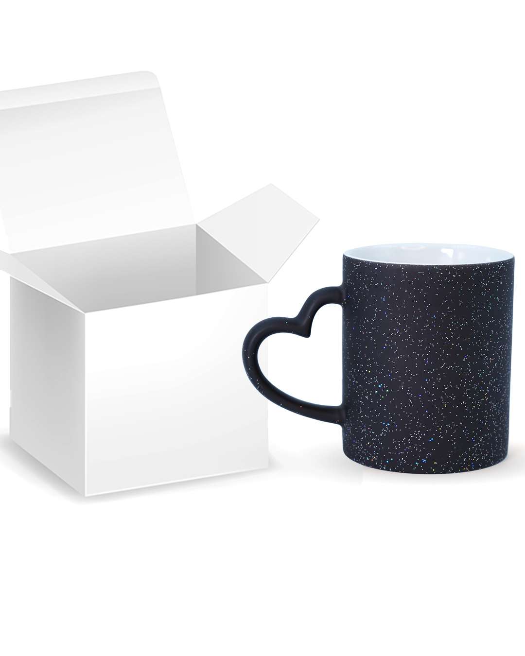 Glitter Magic Heart Shaped Mug  | Black