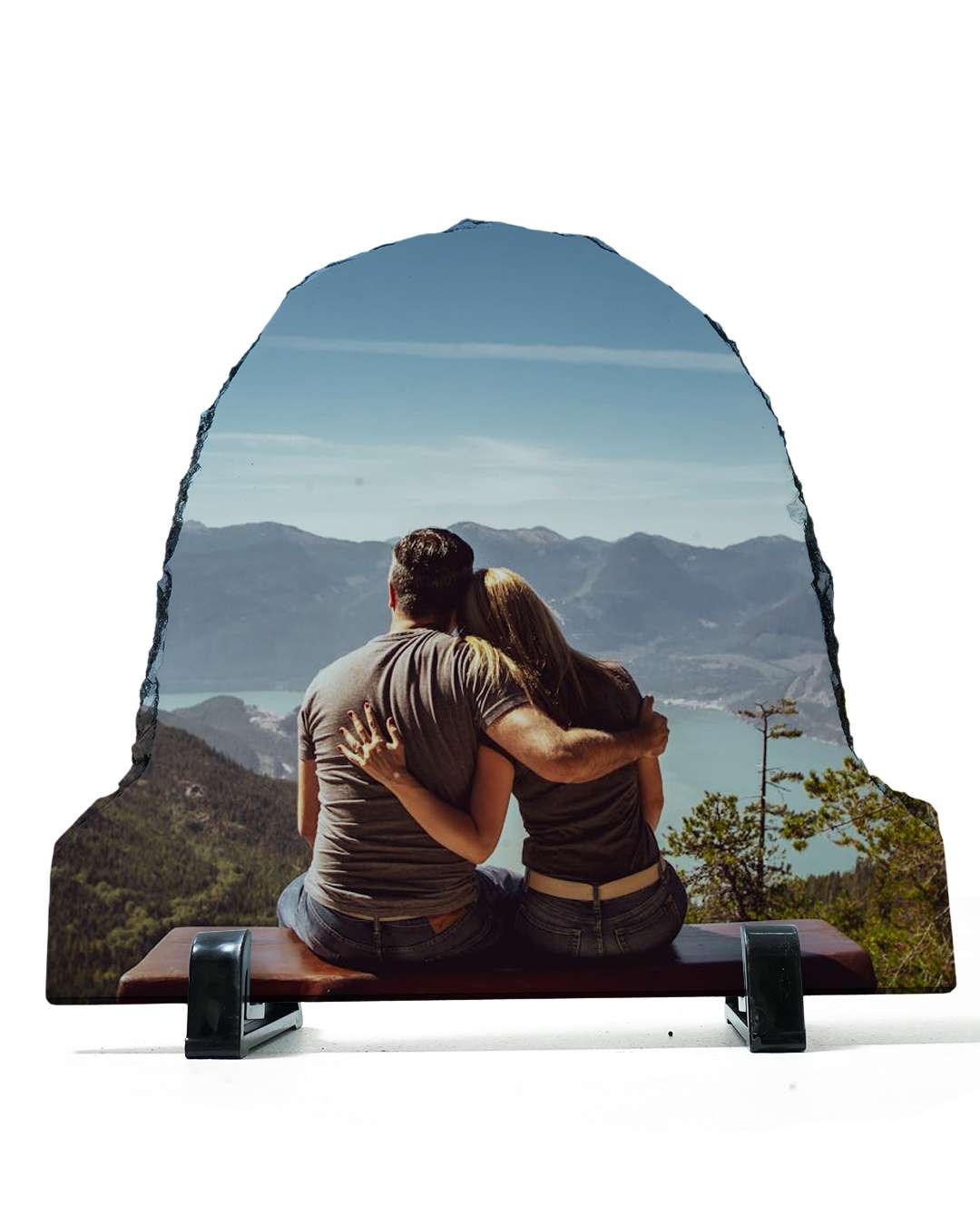 Customized Blank Rock Slate Set with Display Stand   | White