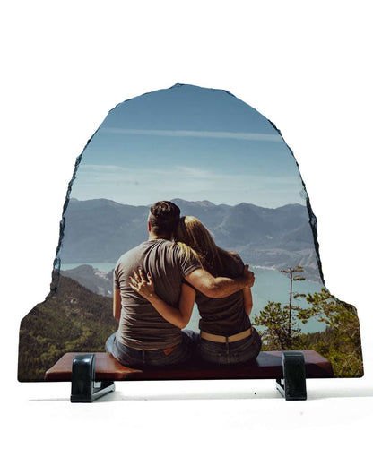 Customized Blank Rock Slate Set with Display Stand   | White