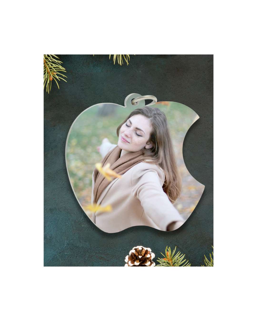 Apple Shape Key Chain  | White