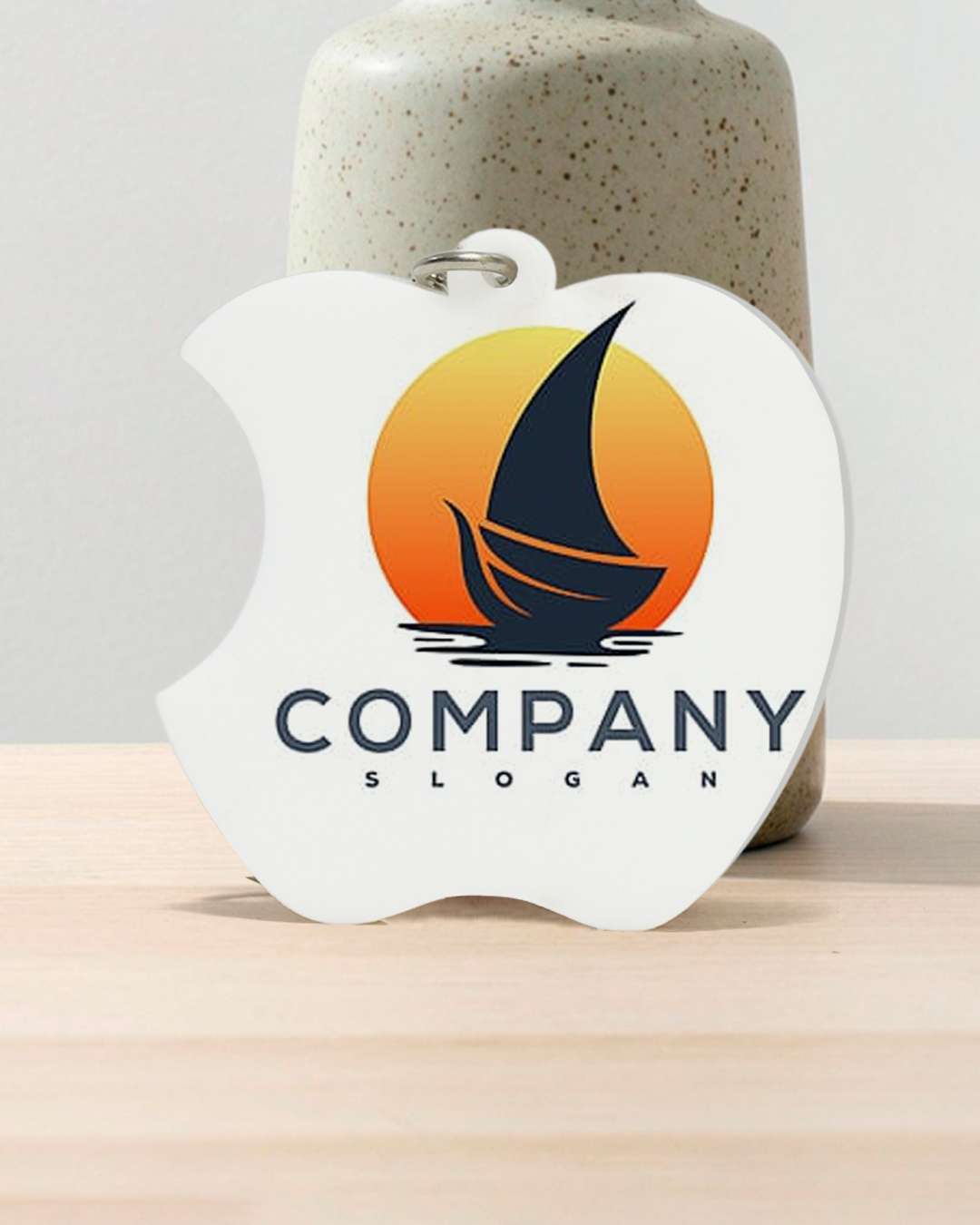 Apple Shape Key Chain | White