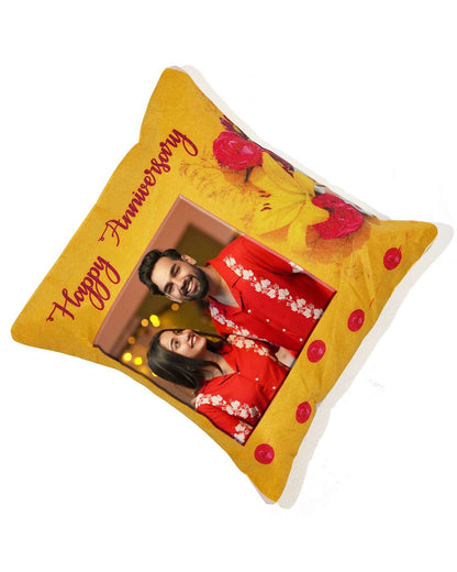 Happy Anniversary Square Shaped Pillow – Personalized with your photo or text | Multi