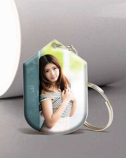 Hexa Shape Acrylic Key Chain | White