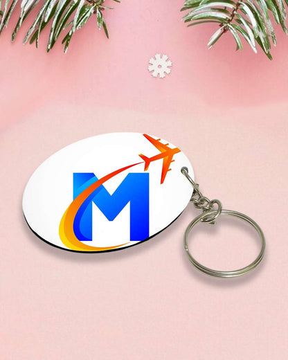 Oval Shape Polymer Key Chain | White