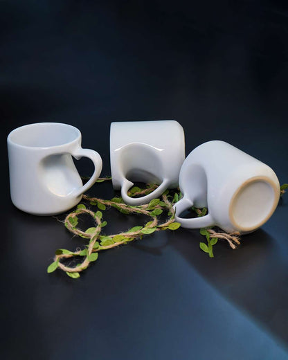 6oz White Color Heart Cut Shaped Mug  | White