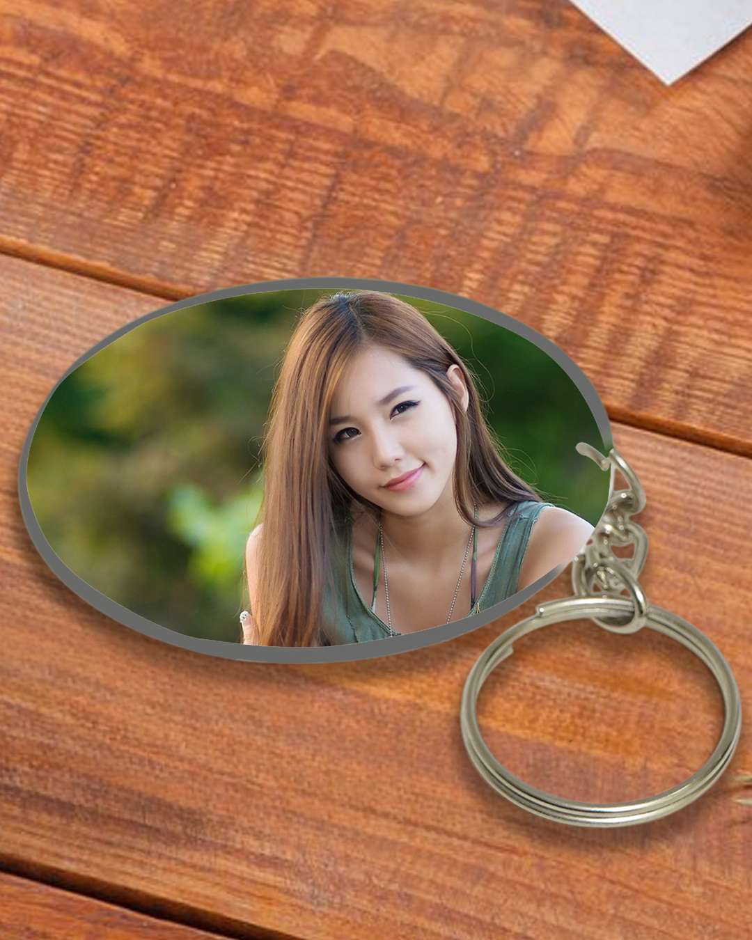 Oval Shape Acrylic Key Chain  | White