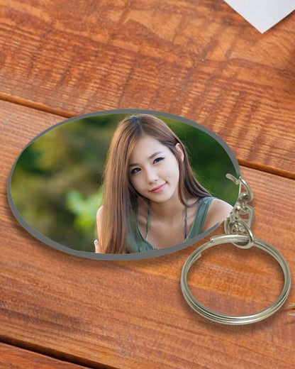 Oval Shape Acrylic Key Chain  | White