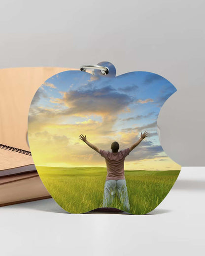 Apple Shape Key Chain | White