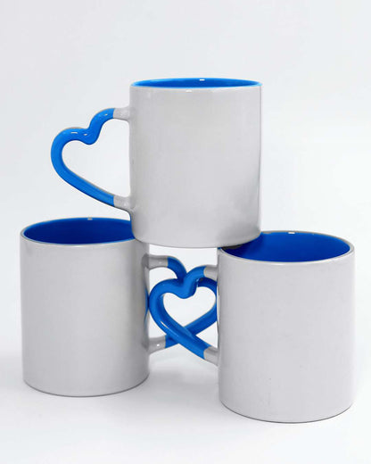 Heart Handle Inner Color Mug  | Blue