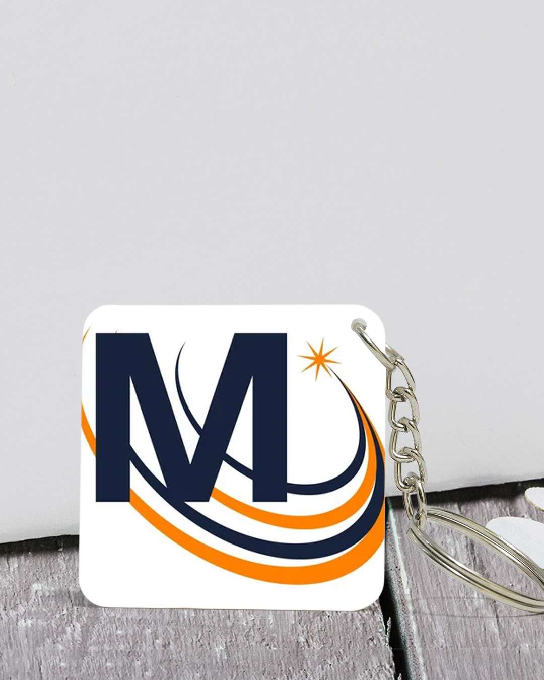 Square Shape Polymer Key Chain   | White