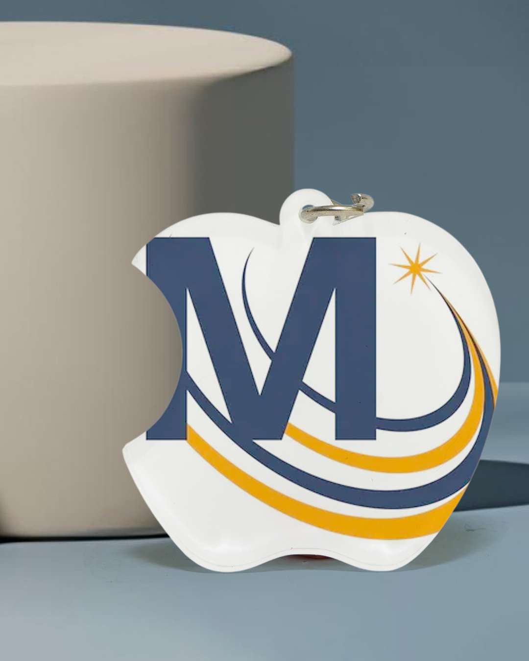 Apple Shape  Key Chain | White