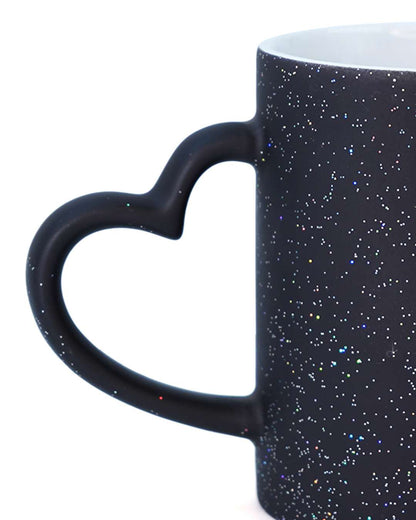 Glitter Magic Heart Shaped Mug  | Black