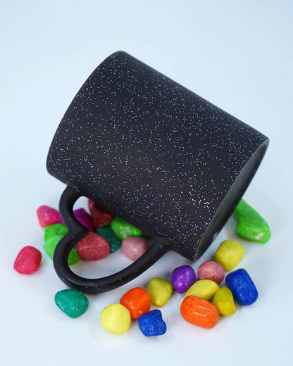 Glitter Magic Heart Shaped Mug  | Black