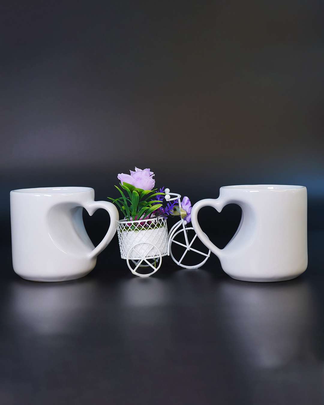 6oz White Color Heart Cut Shaped Mug  | White