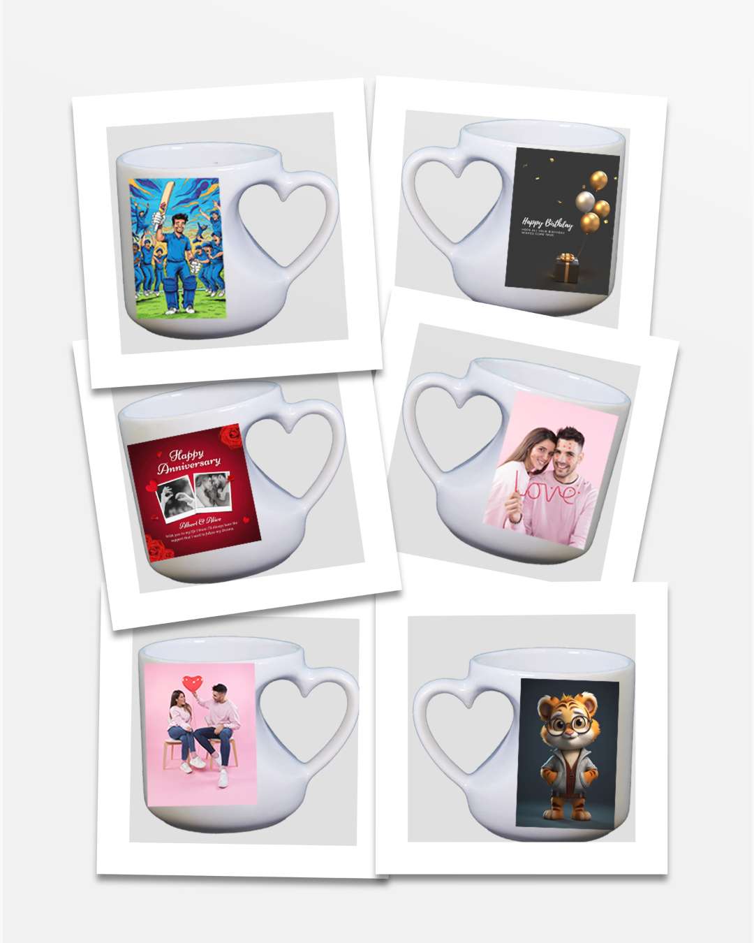 6oz White Color Heart Cut Shaped Mug  | White